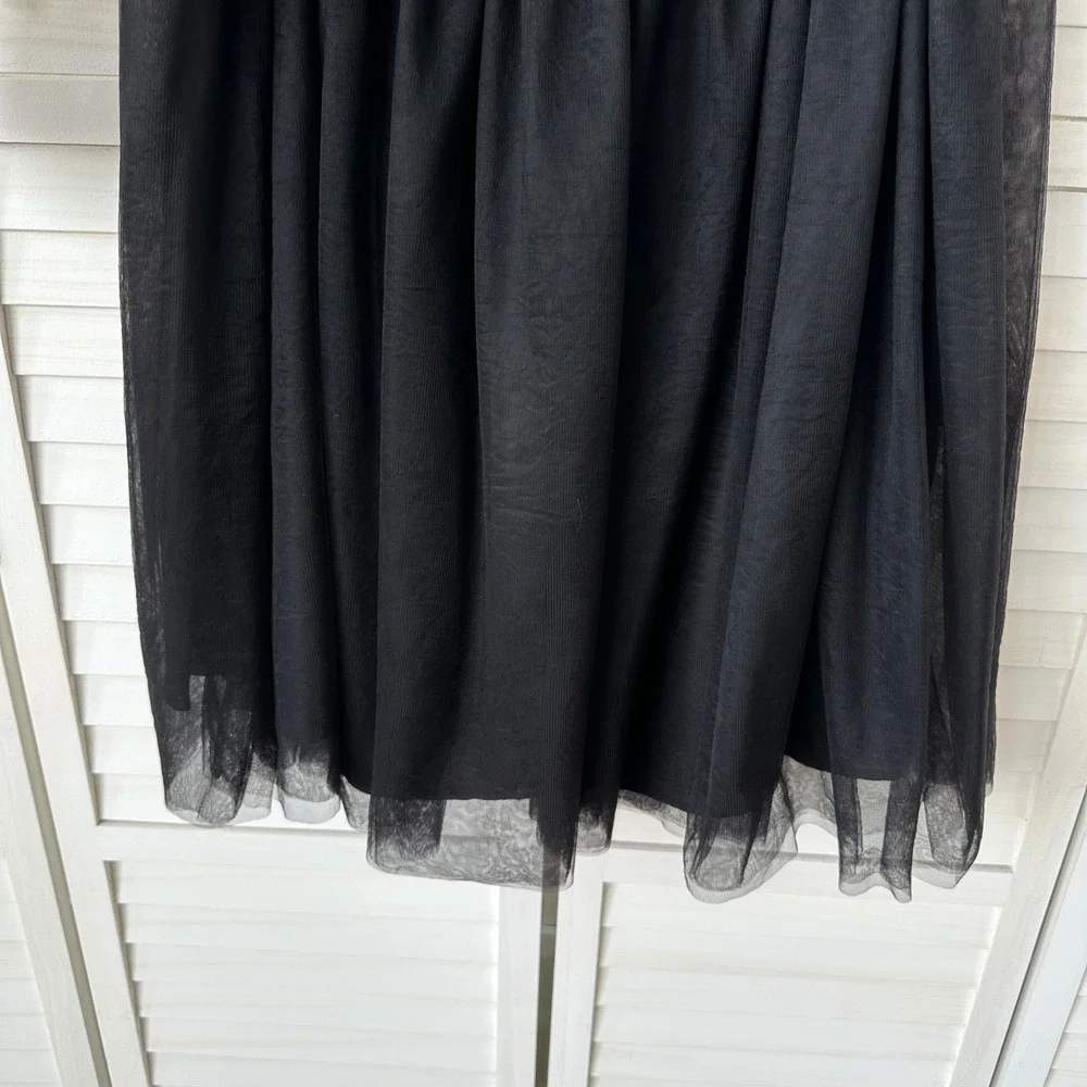 New Eloquii Studio‎ Black Tulle Skirt Elastic Waist Midi Lined Party Size 16